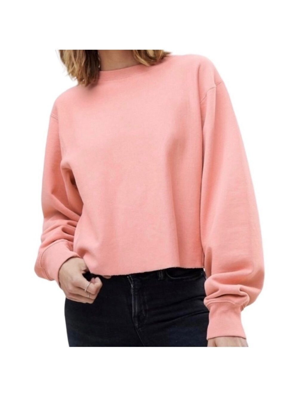 ALL SAINTS Navarre raw hem slouchy cropped sweatshirt winter spring loungewear